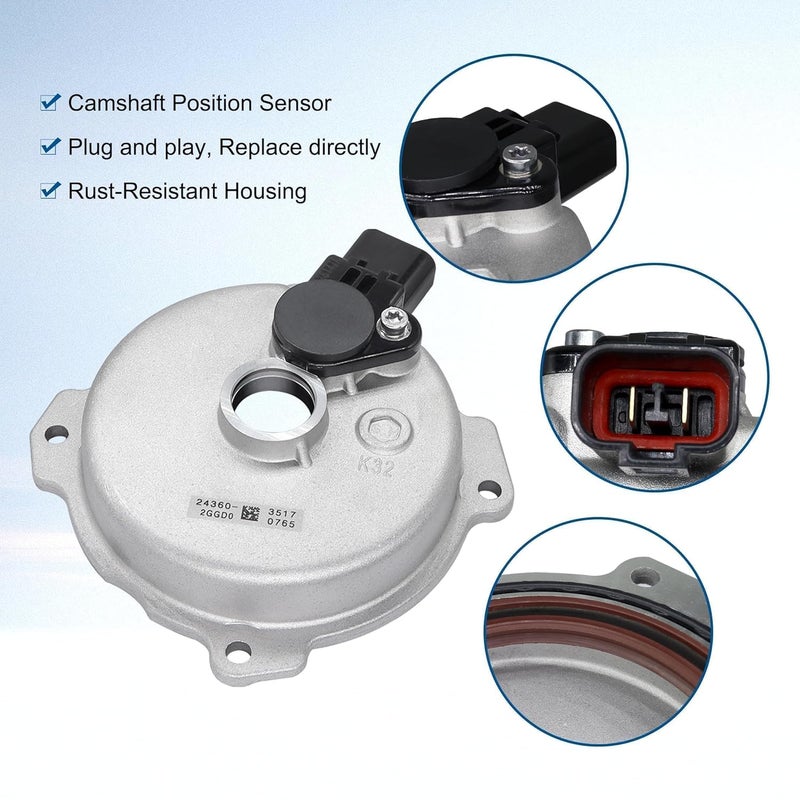 Panwarmoll VVT Engine Variable V-alve Timing VVT Solenoid with Camshaft Sensor Fit for 2015-2021 Hyundai Sonata Santa Fe Tucson Genesis G70 Kia Optima Sorento Sportage Stinger 2.0 2.4L Replace # 24360-2GGB0 - Image 2